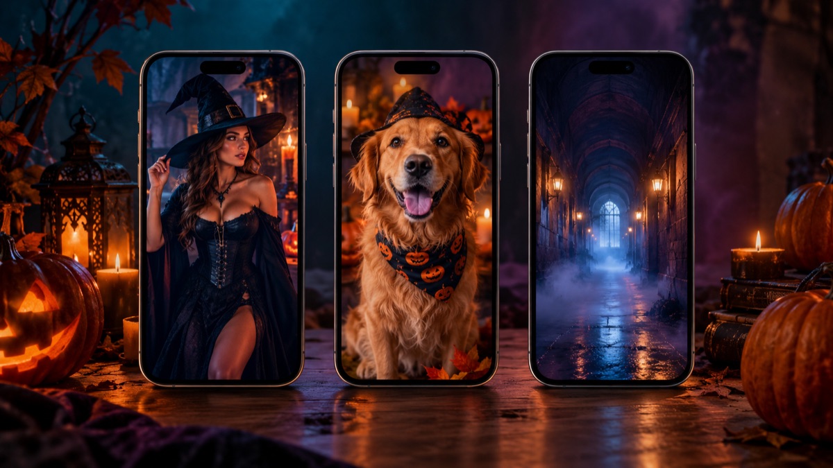 Original TikTok concept board with vertical video frames, a Halloween costume reveal and warm studio light